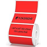 YIKIADA Red Thermal Labels 1 × 2 Inch Vinyl Waterproof Stickers Self-Adhesive Address Decals Compatible with M110/M220 350 PCS