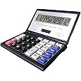 Maizoon Solar Dual Power Calculator with 12-Digit Display Large Screen Folding Flip Cover Big Button Portable Computing Tool for Finance Business Office and School