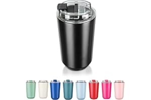 Puraville Insulated Tumblers with Lid, 14 oz Travel Coffee Mug Stainless Steel Vacuum Thermos Cup, 10/14 oz Leak Proof Reusable Double Walled Coffee Tumbler for Iced and Hot Drinks,Blue