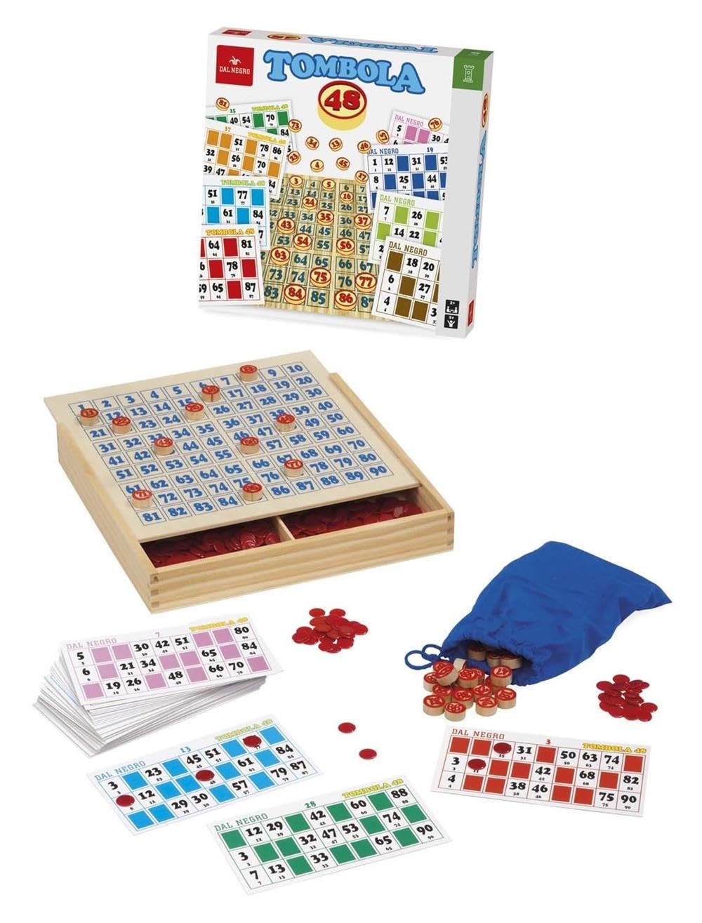Dal Negro Tombola 48 Board Game, Natural, 3+