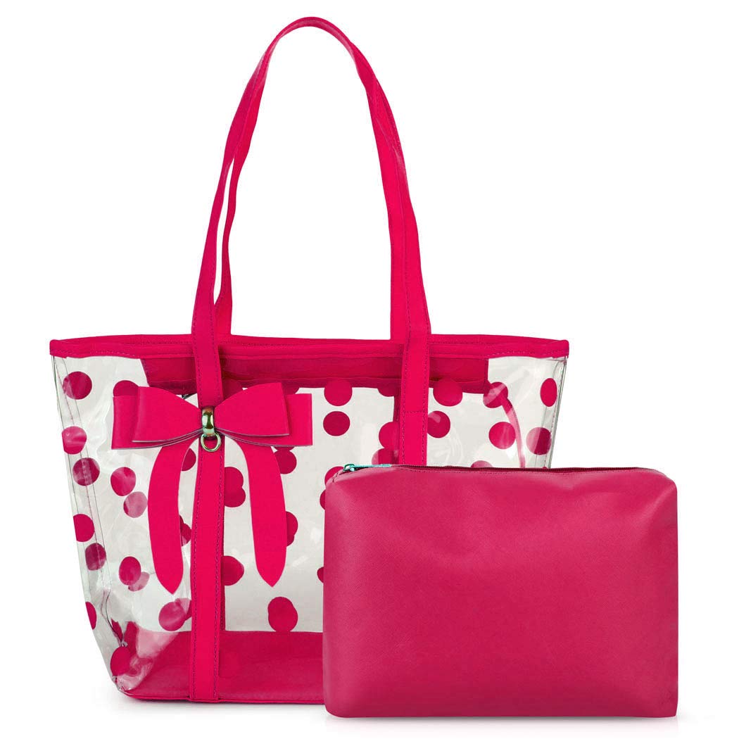 AIBILIEI Women's Clear Tote Bags Multi-Use Shoulder bag Handbag Beach bag Shopping Bag work bag（purplish red）