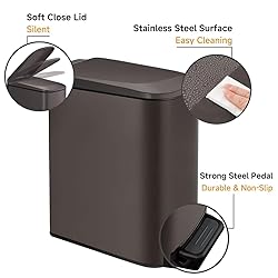 TIPGO Slim Bathroom Trash Can with Lid Soft
