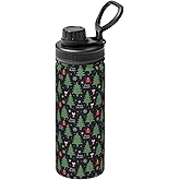 SOUWEWU 18oz Christmas Trees Sports Water Kettle with Handle, Double Wall Vacuum Insulated Hot and Cold Snowflakes Tumbler, Christmas Print Water Bottle for Gym Outdoor