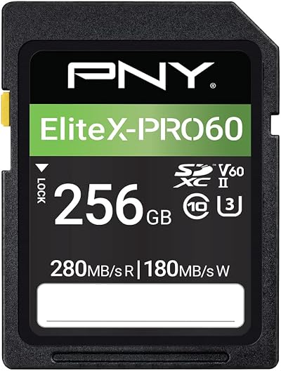PNY 256GB EliteX-PRO60 UHS-II SDXC Card Class 10 U3 V60 280MB/s