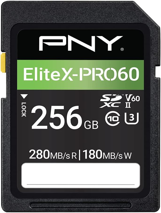 PNY 256GB EliteX-PRO60 UHS-II SDXC Card Class 10 U3 V60 280MB/s