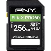 PNY 256GB EliteX-PRO60 U3 V60 UHS-II SDXC Flash Memory Card, 4K Ultra HD | Up to 280MB/s Read, Up to 180MB/s Write, Extreme Professional Performance, DSLR, Mirrorless Cameras, Advanced Video Cameras