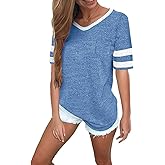 OMSJ Womens Summer Tops Casual Short/Long Sleeve T-Shirts