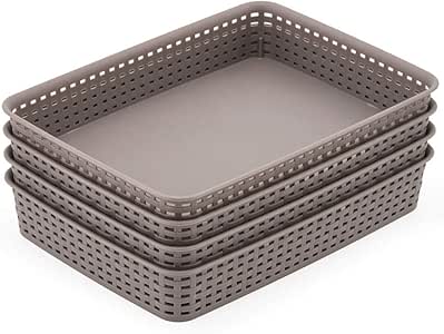 EZOWare 4 pcs Grande Cestas de Almacenaje Multiuso, Cajas Bandeja