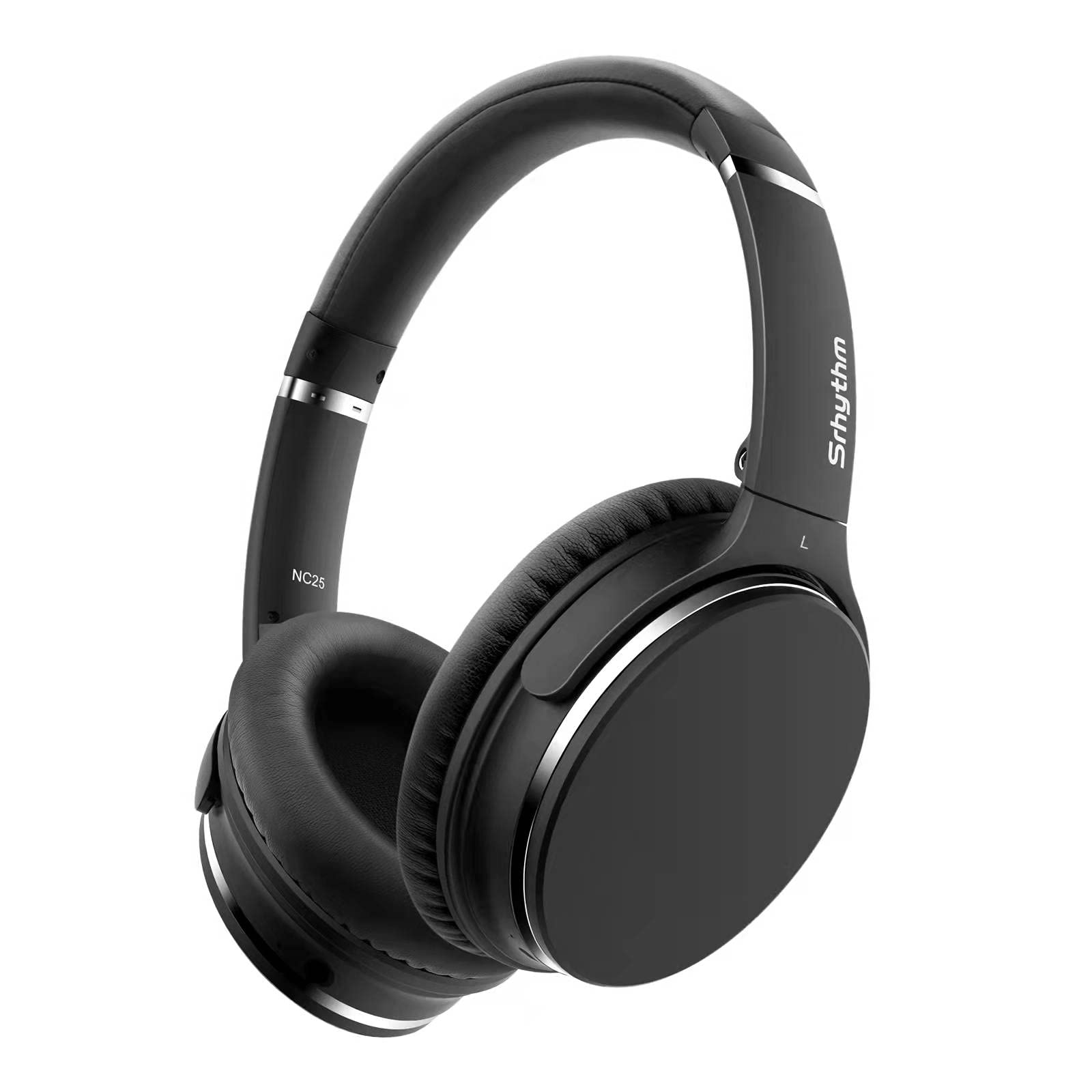 Srhythm NC25 Active Noise Cancelling Stereo Headphones Bluetooth 5.0,ANC Headset Over-Ear with Hi-Fi,Mic,50H Playtime,Voice Assistant,Low Latency Game Mode