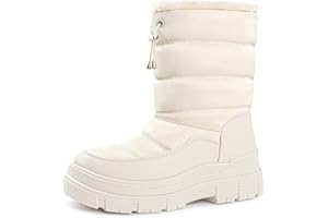 Viapipa Winter Boots for Women Waterproof, Snow Boots for Women, Womens Mid Calf Low Heel Zip Up Anti-Slip Warm Booties Comfortable for Outdoor Walking Hiking