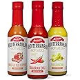 Mezzetta Hot Sauce Sampler with Peperoncini, Roasted Red Peppers & Calabrian Chili | Non-GMO | 5 Fluid Ounce Jar (Pack of 3)