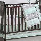 Mint Green and Grey Arrow Stripe 3 Piece Crib Bedding Set by The Peanut Shell