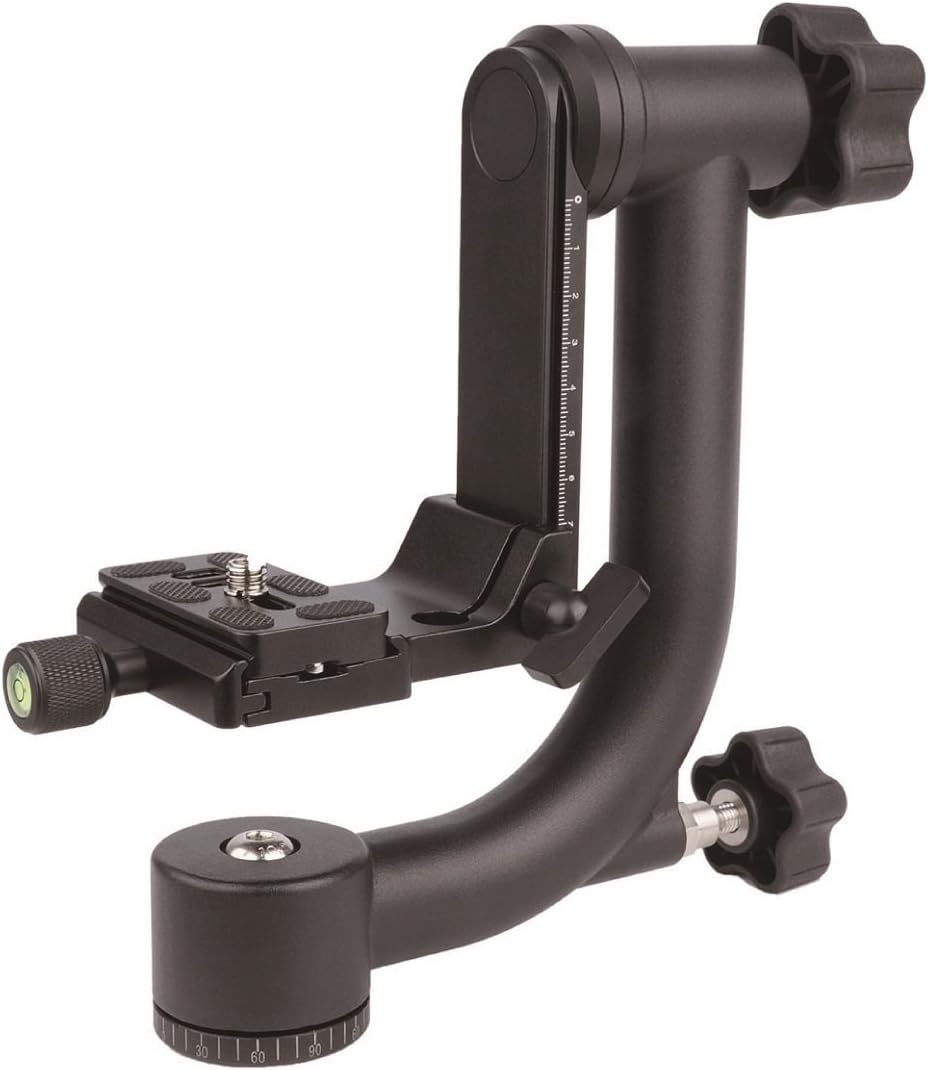 Annsm Heavy Duty Aluminum Alloy Panoramic Tripod Gimbal Head for DLSR Cameras with Telephoto Lenses with 360 Degree Movable Arca-Swiss STD 1/4” Quick Release Plate Max Loading up to 40 lbs /18 Kgs