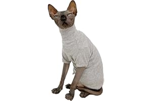 Sphynx Hairless Cats Shirt Cotton Cat Turtleneck Sweater Pullover Kitten T-Shirts with Sleeves Cat Pajamas Jumpsuit for Sphyn