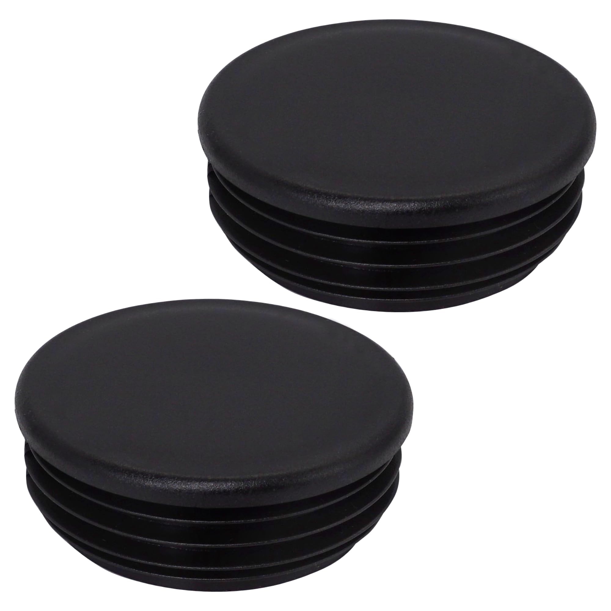 SKIR'CO (2 pcs) Round Tube Inserts 76 mm, Fence Post Plugs, Black Plastic Tube End Caps, Pipe Plugs, Black RAL 9005