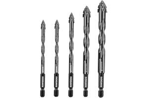 Masonry and Concrete Drill Bit Set 5PCS, Special Crooked Head Eccentric Drill Bits, Carbide Drill Bits for Ceramic Tile Marbl