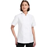 TOPTASK Chef Coat Women Short Sleeve Lightweight Black Chef Jacket For Women Chef Uniform for Kitchen,Restaurant,Bakery