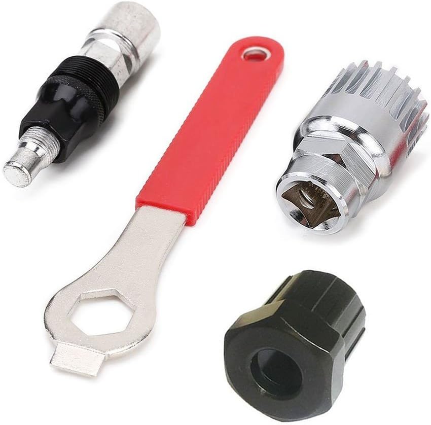 YunnLiin Bike Crank Extractor Puller Bottom Bracket Remover Removal Spanner Repair Tools Kit, Rotor Lockring Freewheel Removal Tool（ 4 pcs/set）