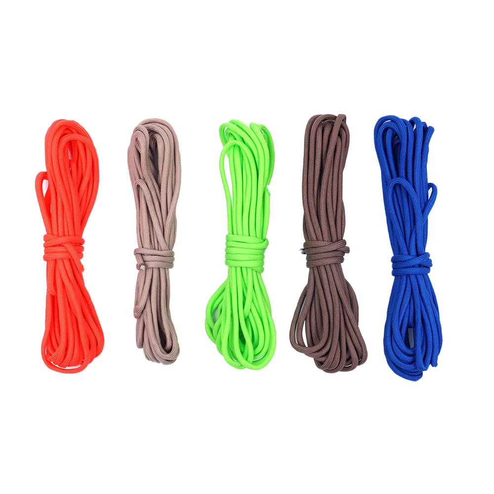 Namvo 5pcs 16.5Ft Paracord Set, Parachute Cord Rope Outdoor Survival Tent Guide Rope Set for DIY Manual Braiding Making Bracelets Key Chain Dog Collar Lanyards