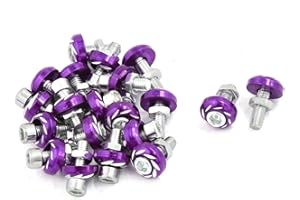 A ABSOPRO 20pcs Leaves Pattern Screws Bolts Purple for Car License Plate Frame Item Replacement