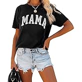 Tomteamell Mama Shirt Womens Short Sleeve Tops Trendy Graphic Tees Casual Mom Tshirt