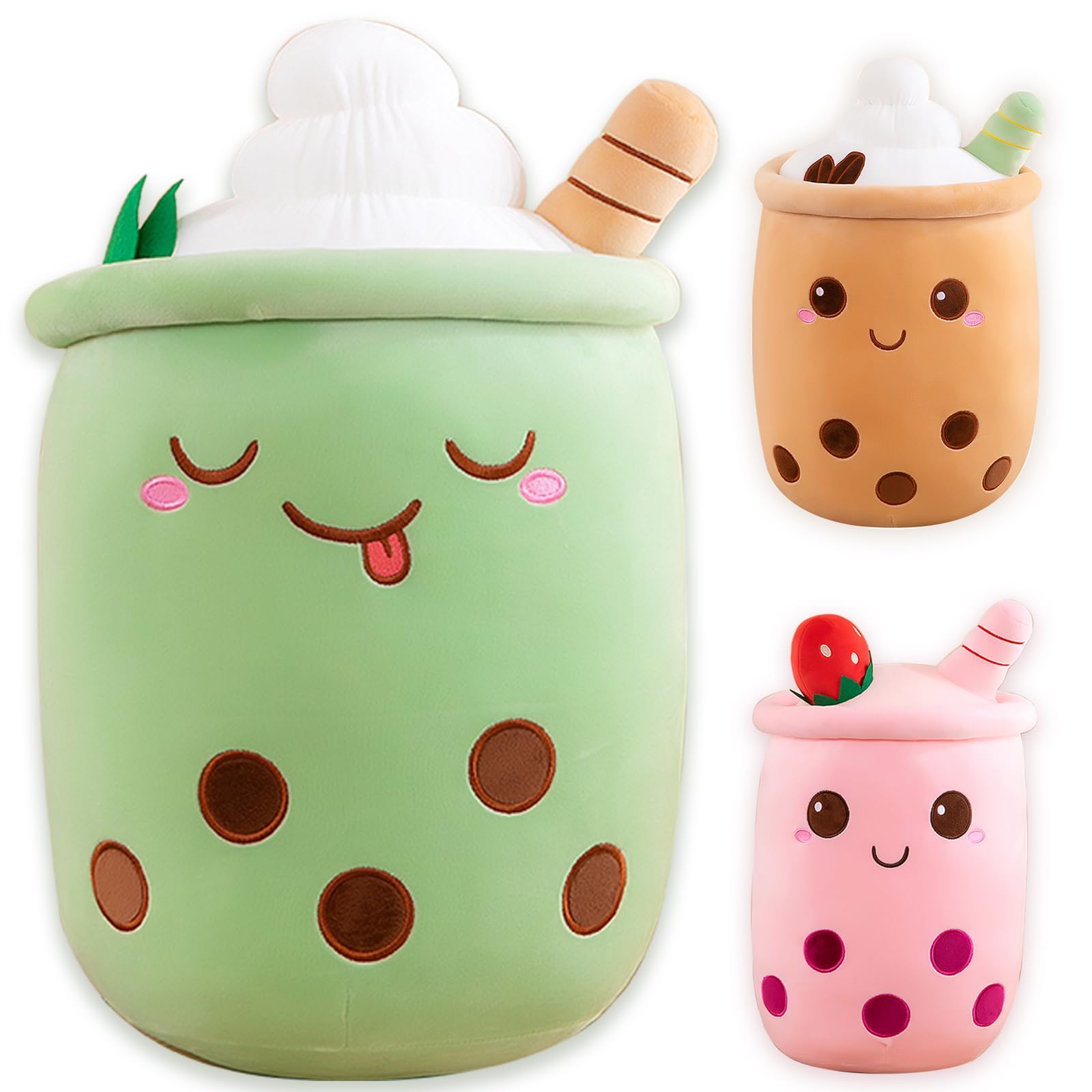Bobomon Bubble Tea Plush Boba Stuffed Animal Soft Toys Cute Boba Pillow Plushies Gifts for Kids Adults (Green, 23cm)