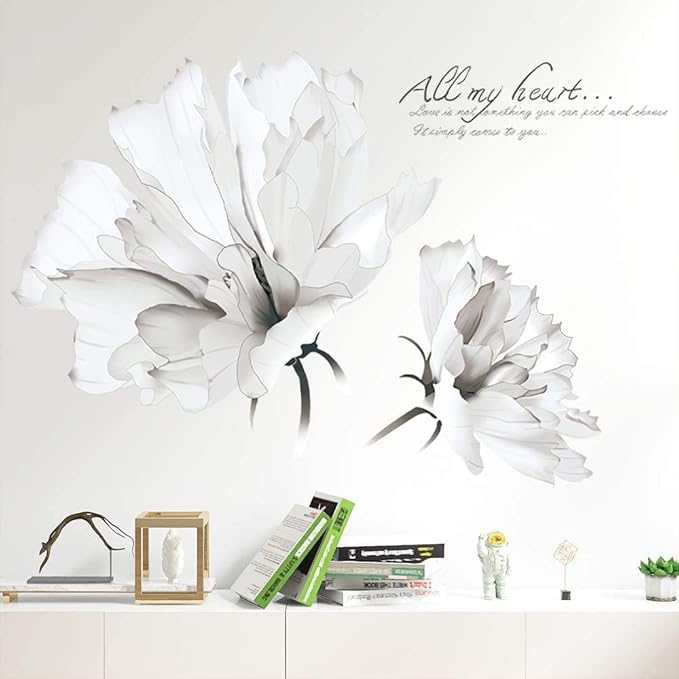 LLYDD Flower Wall Sticker White Flower Wall Decals Decal