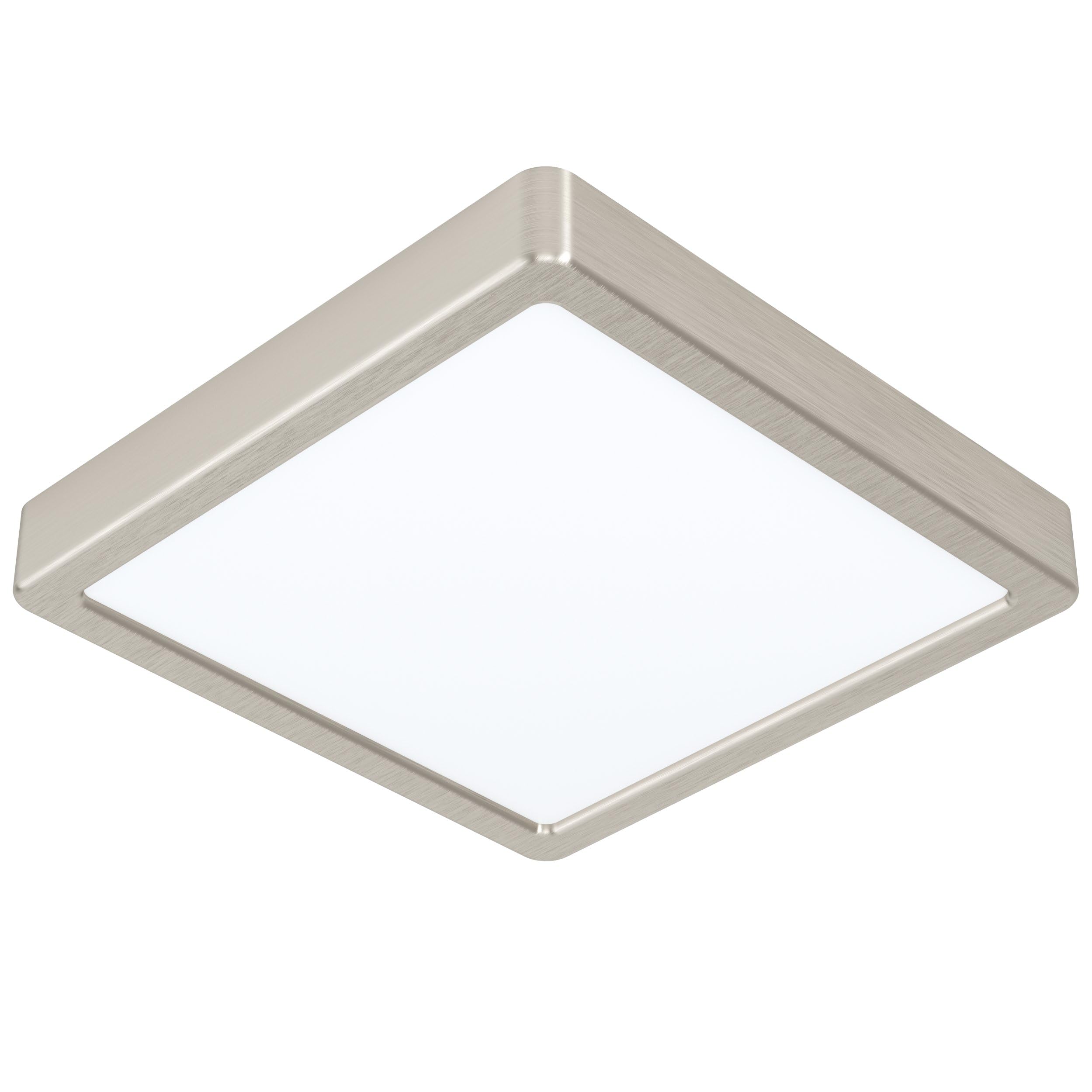 EGLO LED ceiling light Fueva 5, L x W 21 cm, 1-bulb surface-mounted light modern made of steel and a plastic light surface, ceiling light in matte nickel, white, LED surface-mounted lamp neutral white