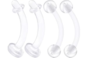 BANAVEGA Bioplastic Clear Curved Barbell Retainer 16 Gauge Ball Tragus Lobe Rim Earrings Eyebrow Piercing Jewelry See More Sizes