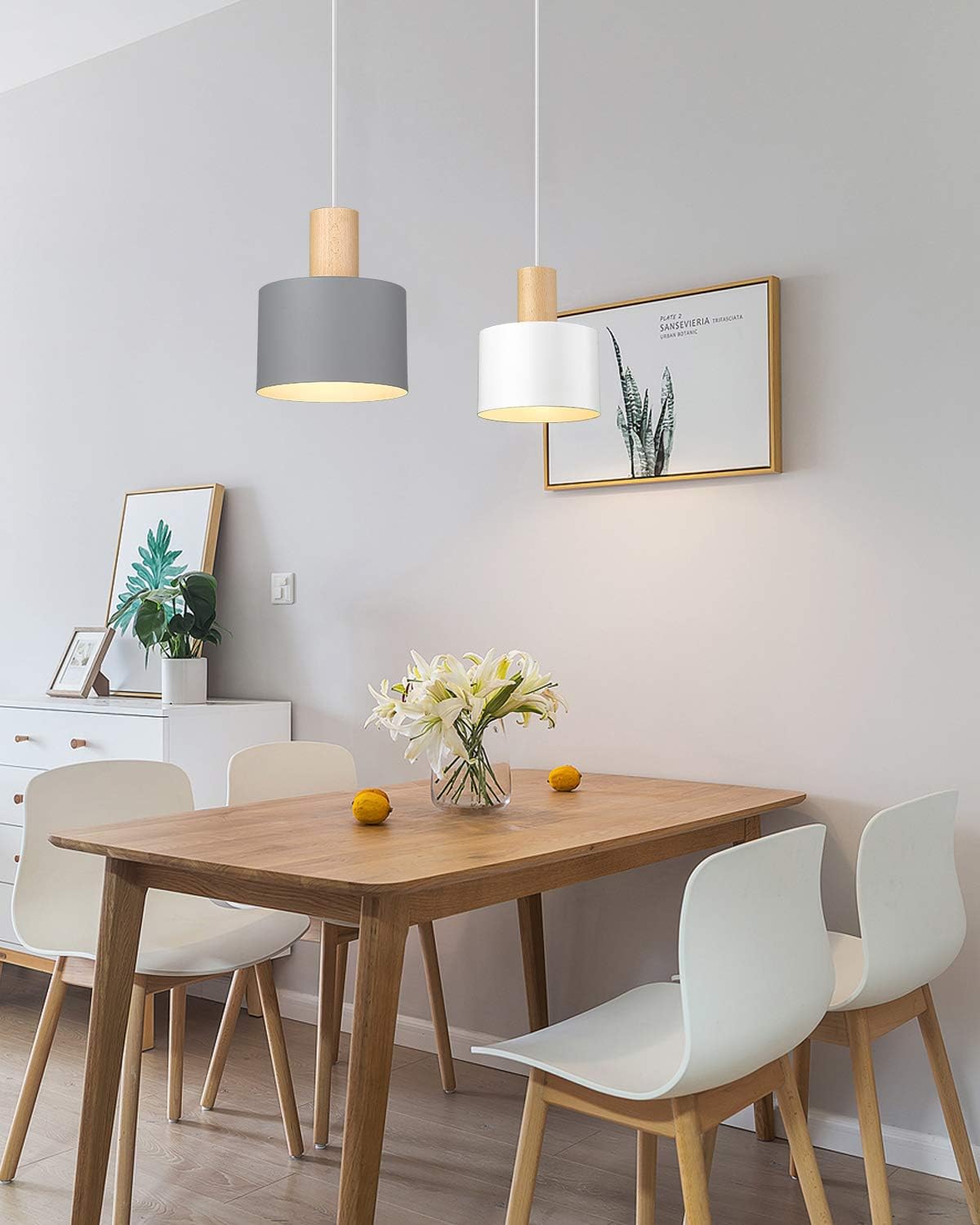 Modern Pendant Light Fixture, Imego Metal Ceiling Hanging Lamp, Pendant Lighting for Kitchen Dining Room Living Room Bedroom - Grey - - 