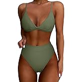 SUUKSESS Women High Waisted High Cut Bikini Set Sexy Triangle Two Piece Swimsuits