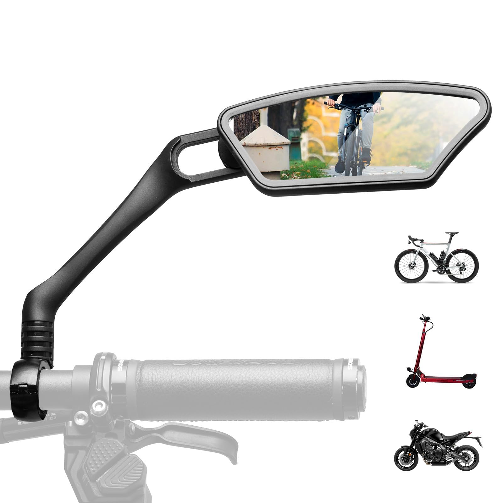 ROCKBROS Bike Mirrors 360°Rotation Bicycle Handlebar Mirrors Adjustable Cycling Rear View Mirror Stainless Steel Bike Side Mirrors for Mountain Road Bike, Motorcycle, Scooter, Electric Bike 21-28mm