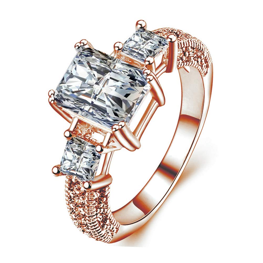 TIVANI-CITY Womens 2PCS Gorgeous 18K Gold Plated Princess Cut CZ Bridal Engagement Wedding Band Set Best Anniversary Eternity Love Promise Rings Enhancers for Her Heart/&Arrow Jewelry Designer