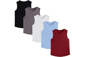 Phedrew 5 Pack Boys Youth Kids Mesh Athletic Quick Dry Tank Top Sleeveless T Shirts Moisture Wicking Tank Tops (Age 4-18)