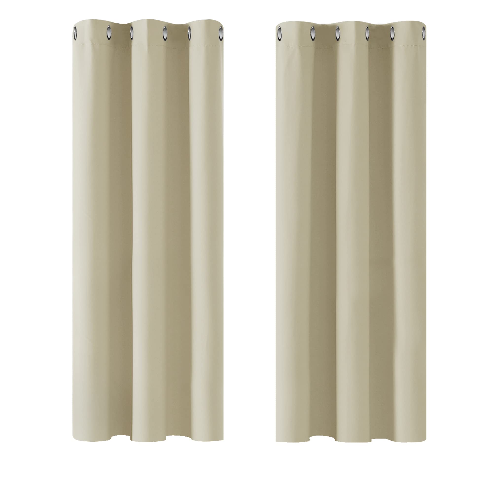 Deconovo Home Decorative Eyelet Curtains Thermal Insulated Room Darkening Curtains for Living Room Beige 42 x 54 Inch 2 Panels
