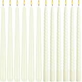 CACASO 12 Pack Candles, 10 Inch, Ivory, Spiral | Dripless Candle, Long Unscented Candle Sticks for Party Dinner Wedding Home Decoration