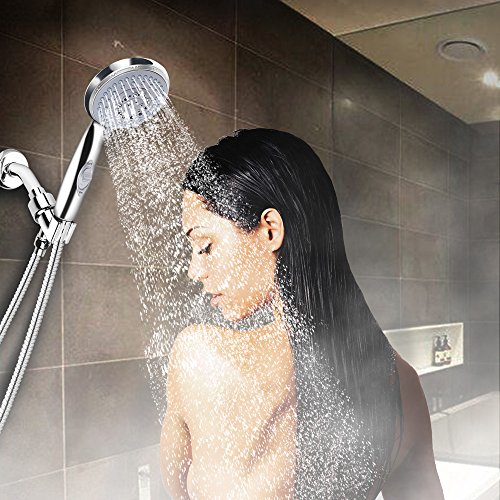 Chrider Handheld Shower Head with Hose, 5 Spray Setting Hand Held Shower Head with Pause Switch, 4.3" High Pressure Showerhead, 60" Extra-long Hose and Adjustable Bracket,Chrome Handle Finish - Thumbnail 6