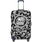 Guiteinyi Skull Rose Luggage Cover for Suitcase Elastic Non Scratch Travel Protector Travel Washable Suitcase Cover Fits 18-32 Inch Luggage