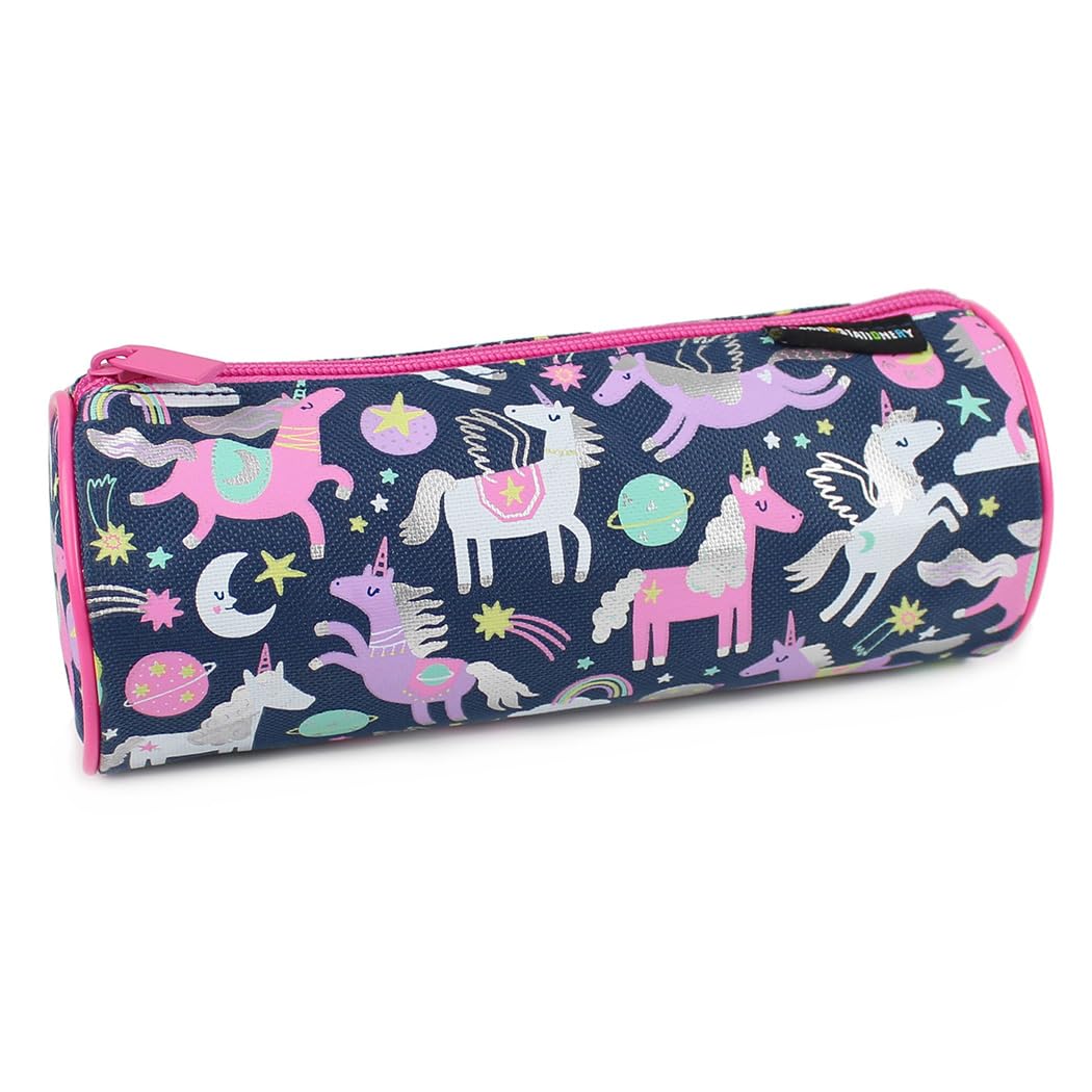 Fashion Stationery Pencil Case Girls Kids Children's Navy Pink Unicorn Back to Primary School Stationery Storage Pencil Cases Christmas Stocking Fillers (Blue)