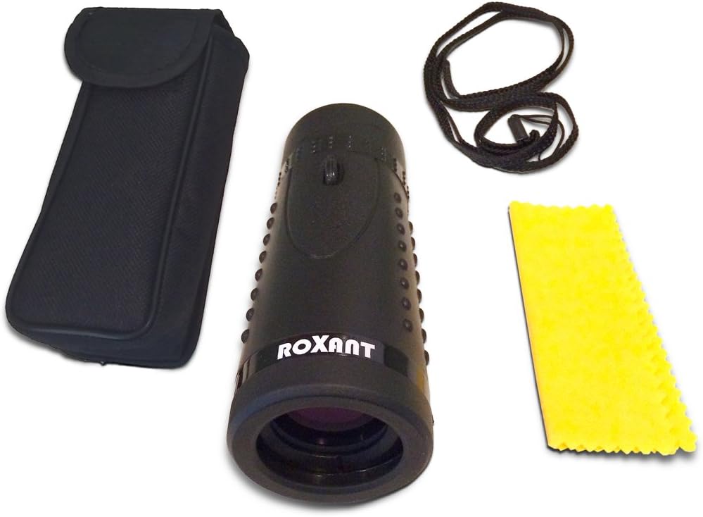 Authentic ROXANT Grip Scope High Definition Wide View Monocular - with Retractable Eyepiece and Fully Multi Coated Optical Glass Lens + BAK4 Prism. Comes with Cleaning Cloth, Case & Neck Strap. : Camera & Photo