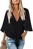 Kancystore Black Shorts for Women 3/4 Sleeve Tie