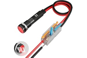 FILN 1Pcs 8MM (5/16") Indicator Light led Indicator Light 110VAC Metal Lights Waterproof ip67 Green Signal Lamp Lights(110V-Black Anodized-Red 1Pcs)