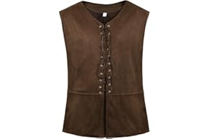 frawirshau Men's Medieval Renaissance Vest Costume Pirate Gothic Steampunk Waistcoat