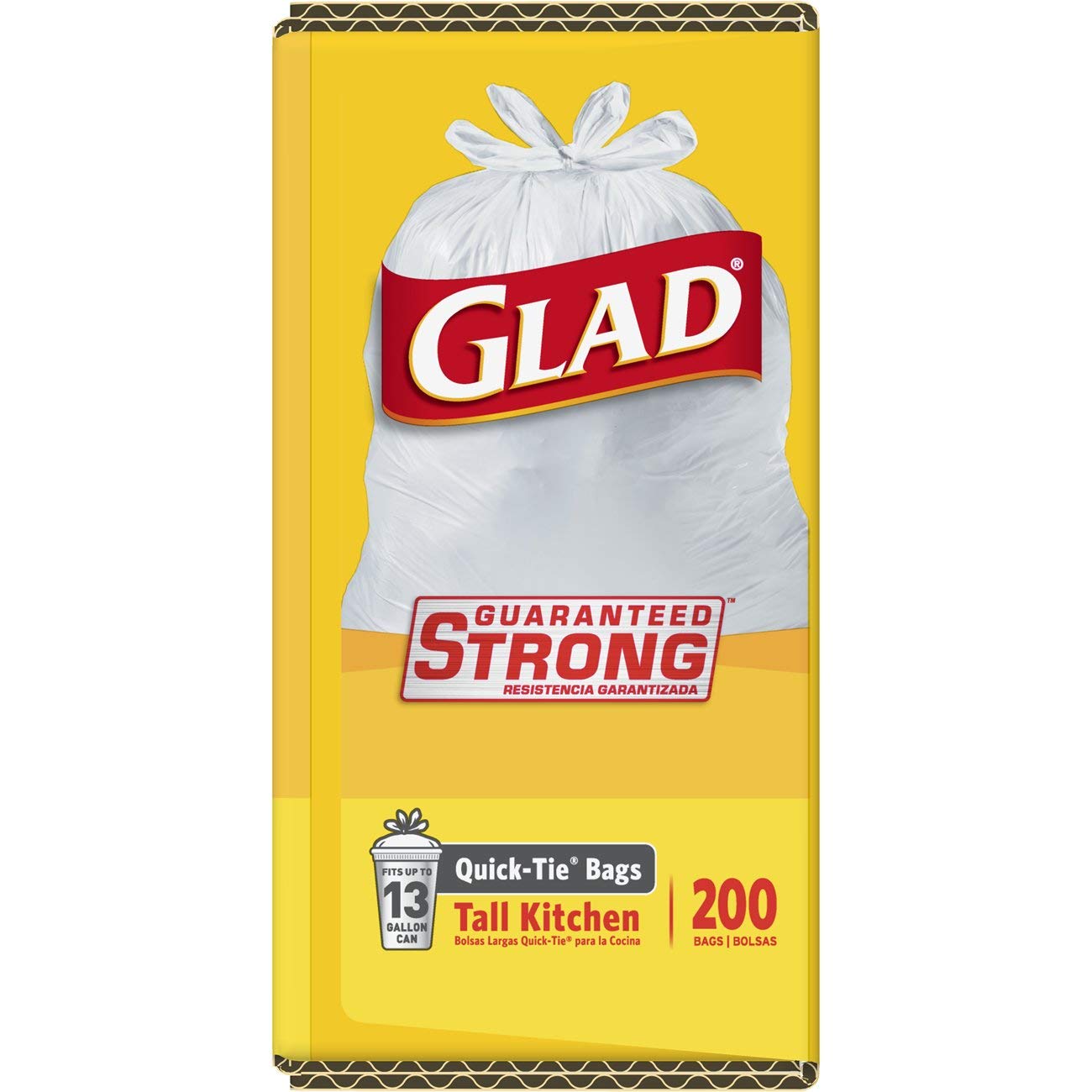 Amazoncom Glad Quick Tie Tall Kitchen Trash Bags 13 Gallon 200