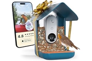 BIRD BUDDY Birdbuddy PRO Non Solar Smart Bird Feeder with Camera - AI Bird Species Identification, 5MP Photos, 2K HD Video Live Stream Camera, Slow-Motion Video, 2.6in Focus - Blue - Non Solar