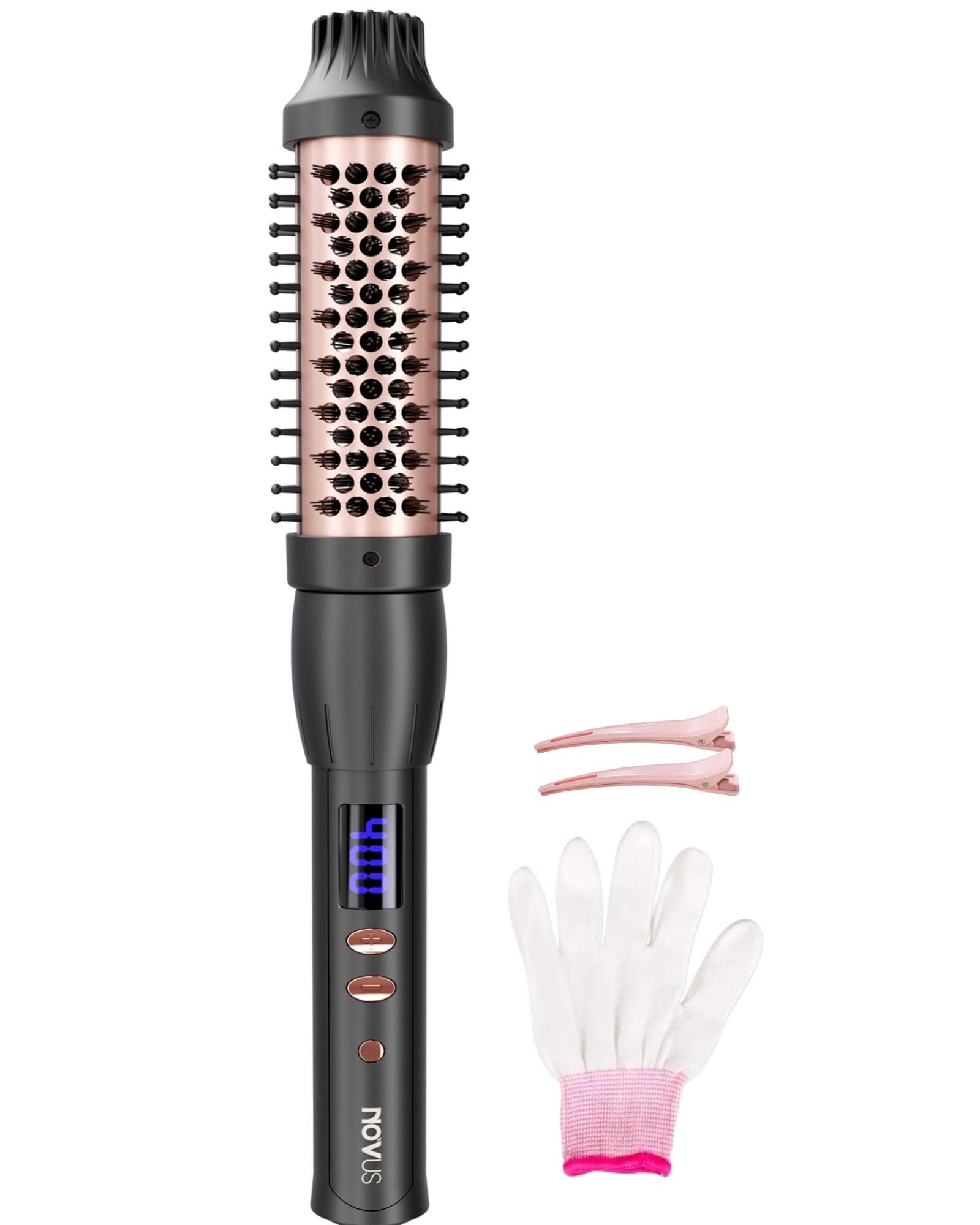 Photo 1 of Thermal Brush Heated Round Brush: 2 in 1 Hot Hair Comb with 9 Temp Settings for Straighten and Curly Hair - Voluming Styler Tool Can Straighten, Smooth, Travelling(Black)