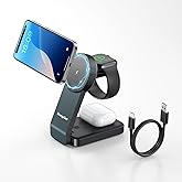 EnergyCell 3-in-1 Wireless Charging Station for Apple Devices, 15W Wireless Charger for iPhone 17/16/15/14/13/12, Apple Watch, AirPods, Magnetic Foldable Fast Charger Apple Charging Station