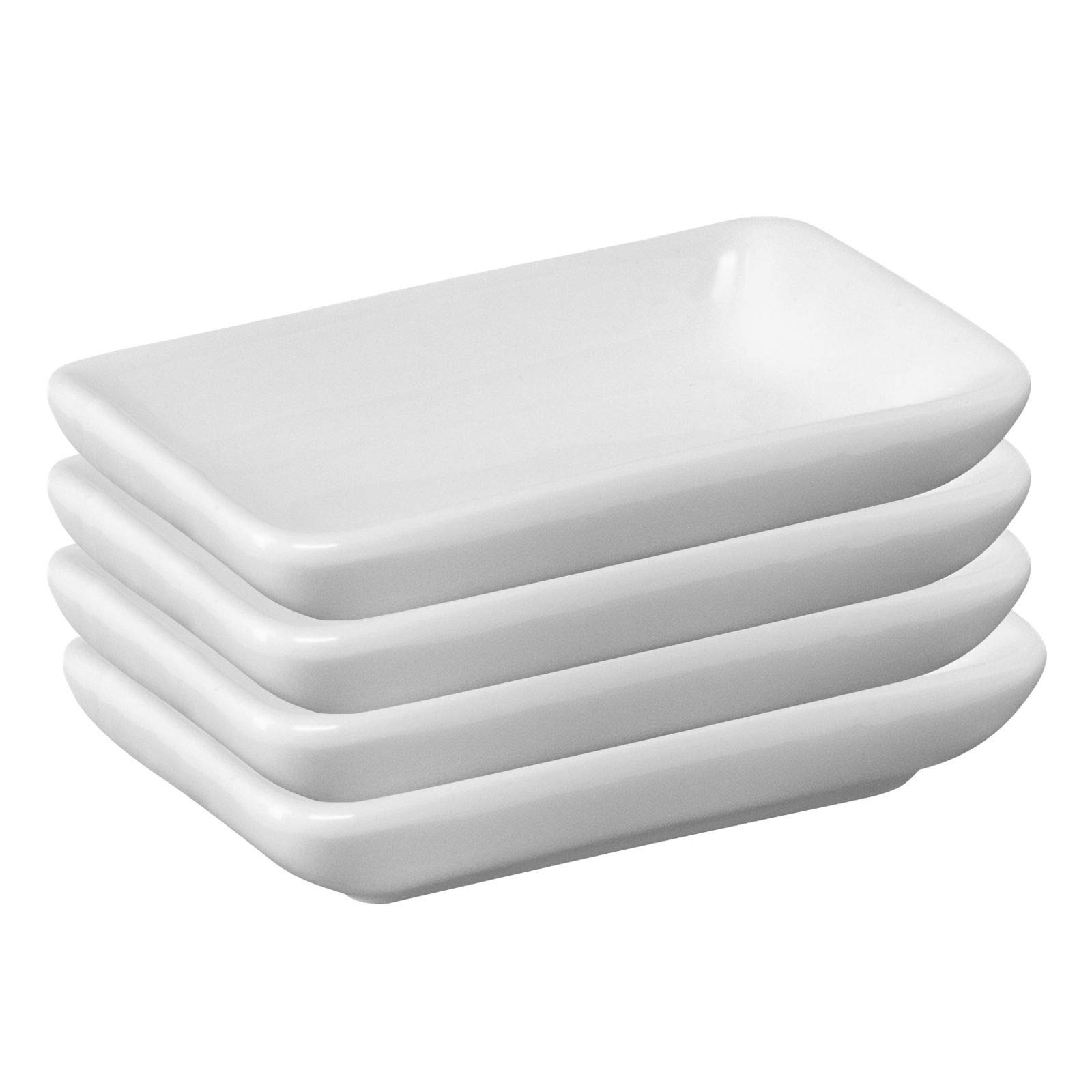 Westmark 4 ceramic dishes, rectangular, small, dimensions: 7.8 x 5 x 1.5 cm, ceramic, Tapas + Friends, white, 6975224A