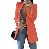Cnkwei Womens Casual Blazers Open Front Long Sleeve Lapel Collar Work Office Jacket