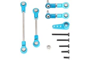 Treehobby 5PCS Metal Front Steering Link Rod Servo Link Linkages with 28T Servo Arm Compatible with WLtoys 1/28 284131 K969 k979 k989 k999 P929 RC Car Upgrades Parts（Blue）